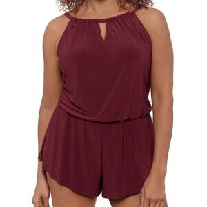 NWT Aqua Green Keyhole Blousen Lined Swimsuit Women Plum Beach Pool 22W